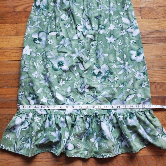 Haband Floral Green Dress with Ruffle Hem Size Small Vtg - Picture 7 of 9